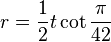 r = \frac{1}{2}t \cot \frac{\pi}{42}