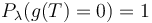 P_\lambda(g(T) = 0) = 1