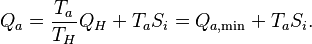 Q_a = \frac{T_a}{T_H}Q_H + T_a S_i = Q_{a,\mathrm{min}}+T_a S_i.