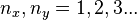 n_x,n_y=1,2,3...