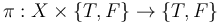 \pi:X \times \{T,F\}\to \{T,F\}