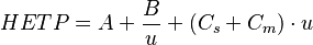  HETP = A + \frac{B}{u} + (C_s +C_m)\cdot u