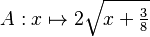 A:x \mapsto 2\sqrt{x+\tfrac{3}{8}} \, 