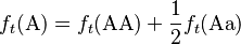 f_t(\text{A}) = f_t(\text{AA}) + \frac{1}{2} f_t(\text{Aa})