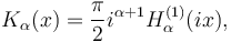 K_\alpha(x) = \frac{\pi}{2} i^{\alpha+1} H_\alpha^{(1)}(ix),