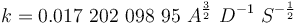  k = 0.017\ 202\ 098\ 95 \ A^{\frac{3}{2}} \ D^{-1} \ S^{-\frac{1}{2}} 