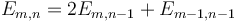 E_{m,n} = 2E_{m,n-1} + E_{m-1,n-1} \!