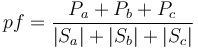 pf = {P_a + P_b + P_c \over |S_a| + |S_b| + |S_c|}