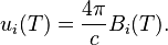 u_i(T) = \frac{4\pi}{c} B_i(T). 