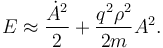  E \approx {{\dot A}^2\over 2} + {q^2 \rho^2 \over 2m} A^2. 