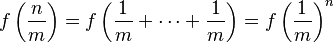 f\left(\frac{n}{m}\right)=f\left(\frac{1}{m}+\cdots+\frac{1}{m}\right)=f\left(\frac{1}{m}\right)^{n}