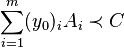 \sum_{i=1}^m (y_0)_i A_i
\prec C