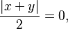 
\frac{|x+y|}{2} = 0 ,
