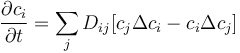 \frac{\partial c_i}{\partial t}=\sum_j D_{ij}[c_j \Delta c_i - c_i \Delta c_j]