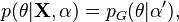 p(\theta|\mathbf{X},\alpha) = p_G(\theta|\alpha'),