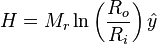 H = M_r\ln\left(\frac{R_o}{R_i}\right)\hat{y}