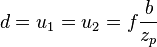  d=u_1=u_2=f\frac{b}{z_p} 