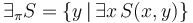 \exists_\pi S = \{y\,|\,\exists x\, S(x,y)\}