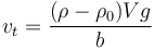  \mathbf{} v_t = \frac{(\rho-\rho_0)Vg}{b}