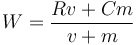 W = \frac{Rv + Cm}{v+m} 