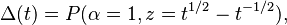 \Delta(t)=P(\alpha=1,z=t^{1/2}-t^{-1/2}),\,