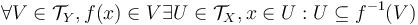 \forall V\in\mathcal{T}_{Y}, f(x)\in V\exist U\in\mathcal{T}_{X}, x\in U: U\subseteq f^{-1}(V)