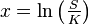  x = \ln\left(\tfrac{S}{K} \right) 