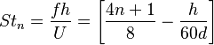 S{{t}_{n}}=\frac{fh}{U}=\left[ \frac{4n+1}{8}-\frac{h}{60d} \right]