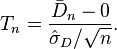 T_n=\frac{\bar{D}_n-0}{\hat{\sigma}_D/\sqrt{n}}.