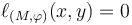 \ell_{(M,\varphi)}(x,y)=0