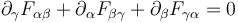  \partial_\gamma F_{ \alpha \beta } + \partial_\alpha F_{ \beta \gamma } + \partial_\beta F_{ \gamma \alpha } = 0 