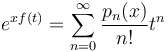 e^{xf(t)}=\sum_{n=0}^\infty \frac{p_n(x)}{n!} t^n