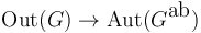 \mbox{Out}(G) \to \mbox{Aut}(G^{\mbox{ab}})