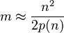 m \approx {n^2 \over 2p(n)}