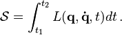 \mathcal{S} = \int_{t_1}^{t_2} L(\mathbf{q},\mathbf{\dot{q}},t) dt \,.