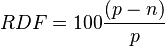  RDF = 100 {(p-n)\over p} 