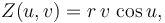  Z(u,v) = r \, v \, \cos u, 