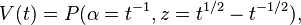 V(t)=P(\alpha=t^{-1},z=t^{1/2}-t^{-1/2}),\,