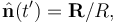 \hat{\mathbf n}(t')=\mathbf R/R,