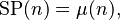 \operatorname{SP}(n) = \mu(n),