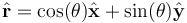  \hat{\bold{r}} = \cos(\theta)\hat{\bold{x}} + \sin(\theta)\hat{\bold{y}}  