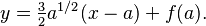  y = \textstyle {3 \over 2} {a^{1/2}}(x - a) + f(a). 