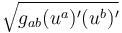 \sqrt{g_{ab} (u^a)' (u^b)'} 