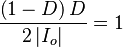 \frac{\left(1-D\right)D}{2\left|I_o\right|} = 1