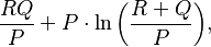 \frac{RQ}{P} + P\cdot \ln\bigg(\frac{R+Q}{P}\bigg),