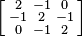 \left [
\begin{smallmatrix}
 2 &  -1 &  0 \\
 -1 &  2 &  -1 \\
 0 &  -1 &  2 
\end{smallmatrix}\right ]