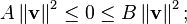 
A \left\| \mathbf{v} \right\| ^2 \leq 0 \leq B \left\| \mathbf{v} \right\| ^{2} ;
