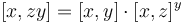 [x, z y] = [x, y]\cdot [x, z]^y