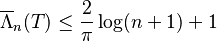 \overline{\Lambda}_n(T) \le \frac{2}{\pi} \log(n + 1) + 1