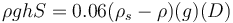 {\rho g h S}=0.06{(\rho_s-\rho)(g)(D)}